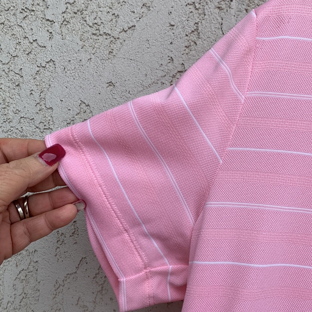 Nike Golf Dry Fit Medium Palm Springs Short Sleeve Pink and white stripp… - Picture 4 of 15